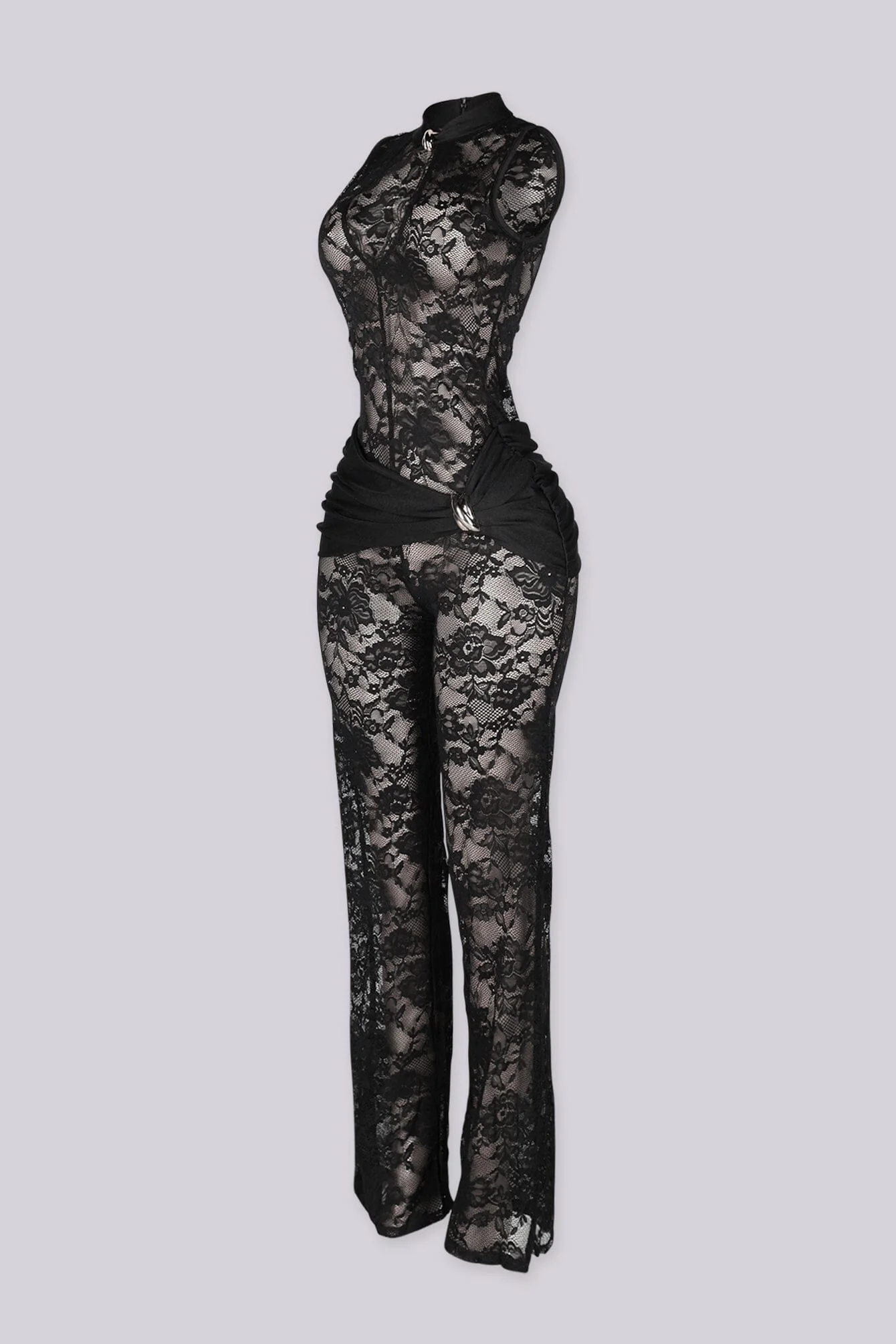 Velouria Halter Neck Lace Jumpsuit - Image 5