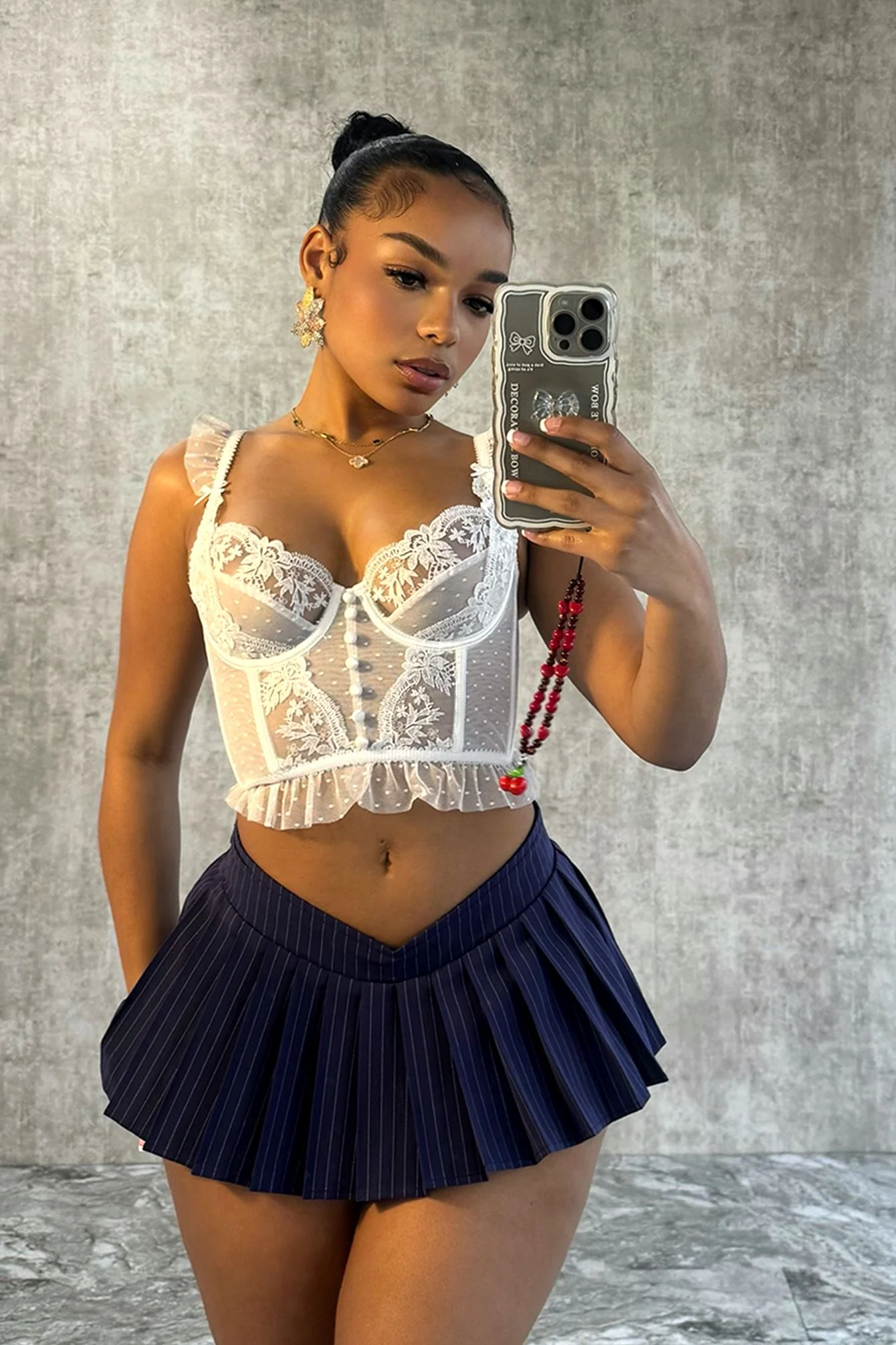 Veronica Pin Stripe Low Rise Mini Skirt - Image 2