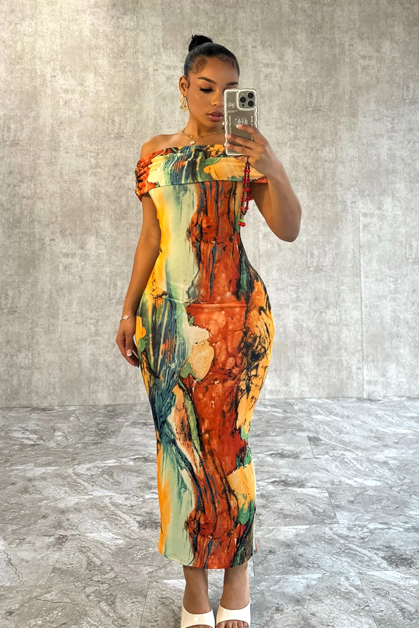 Very Tropical Off Shoulder Sleeveless Dress - Image 3