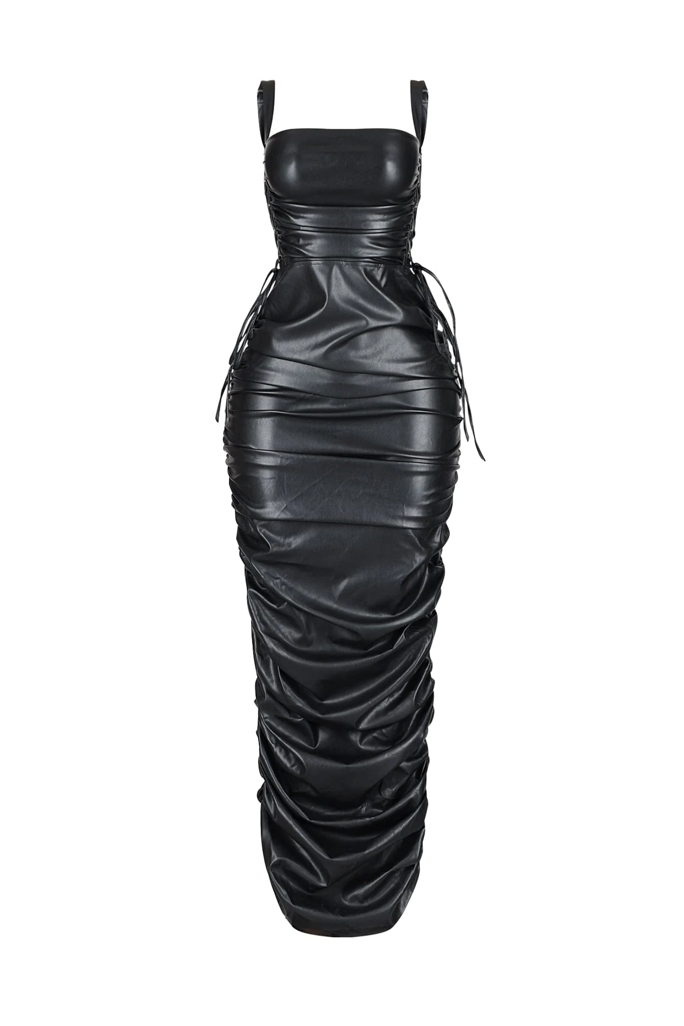 Vicksburg Faux Leather Ruched Maxi Dress - Image 4