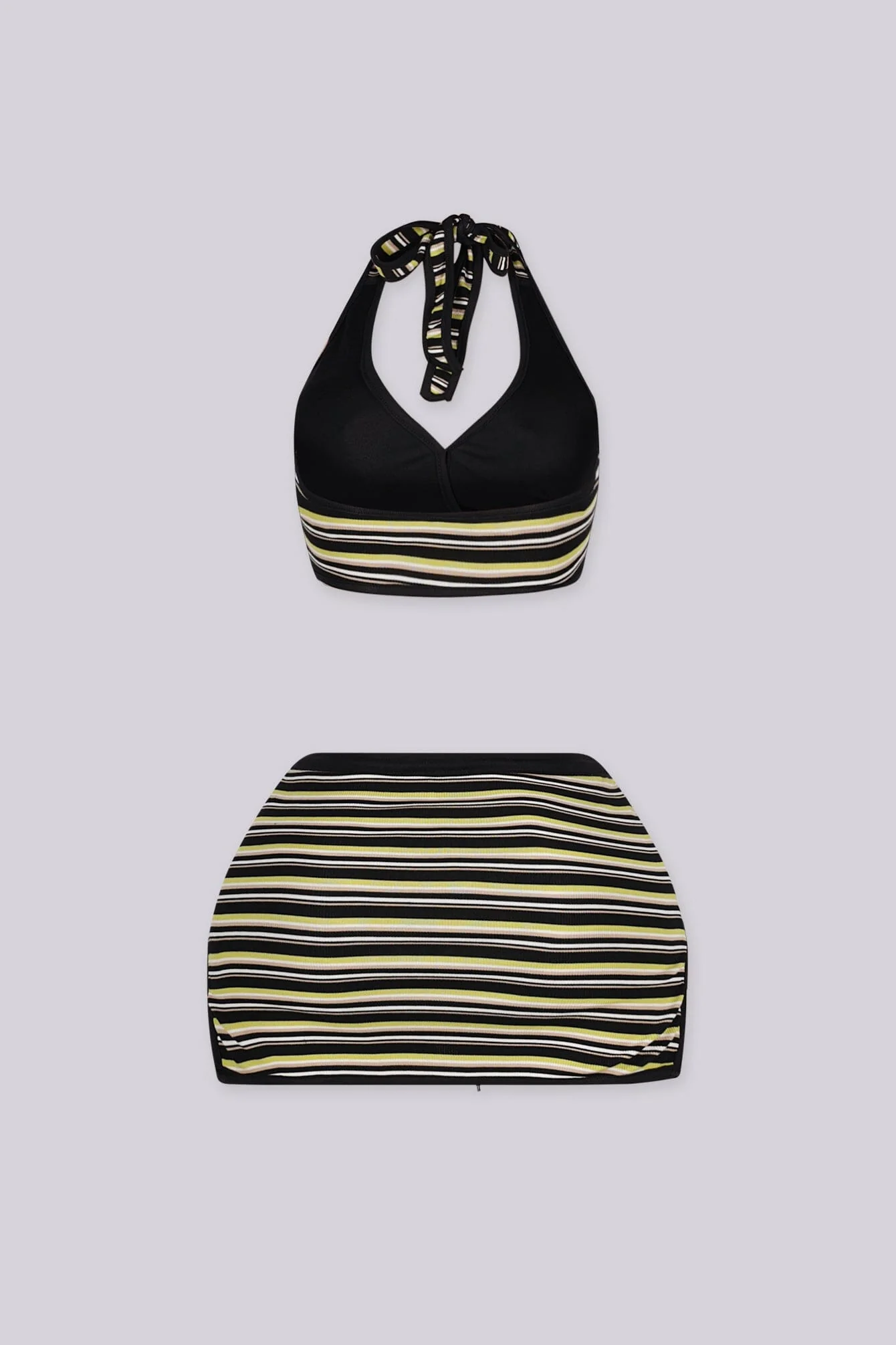 Vivid Summer Stripe Bra Top & Skirt SET - Image 2