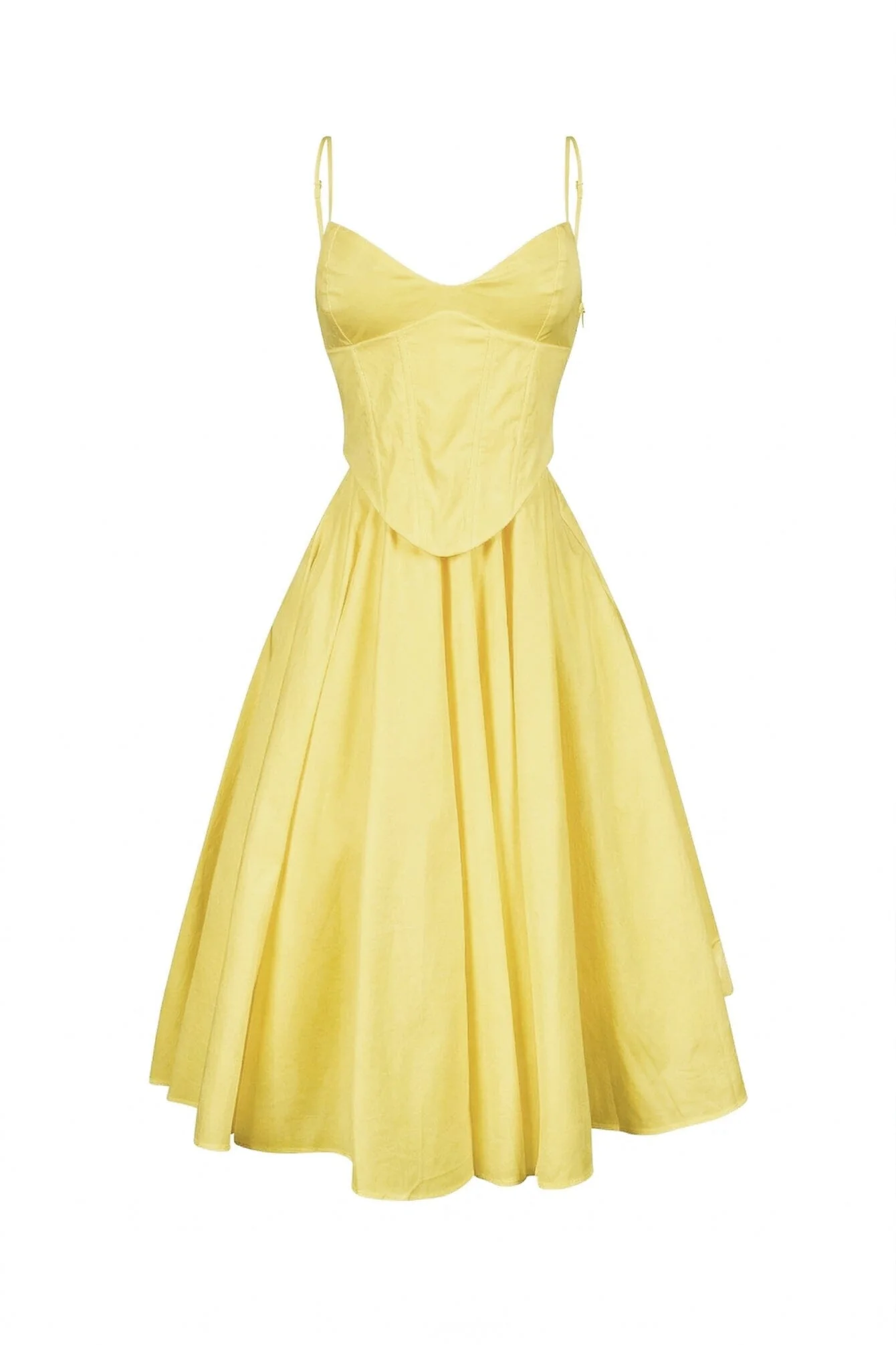 Voluminous Poplin Corset Midi Dress - Image 9