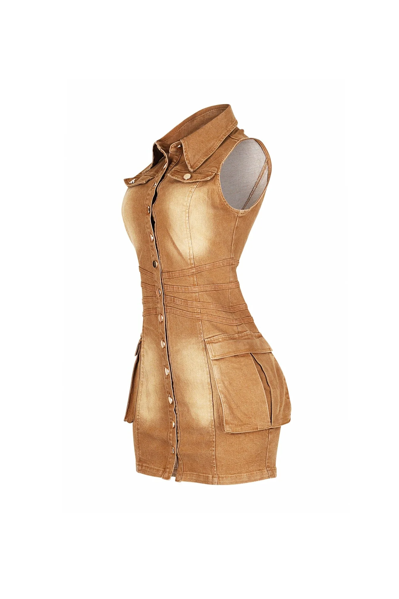 Western Denim Cargo Mini Dress - Image 5