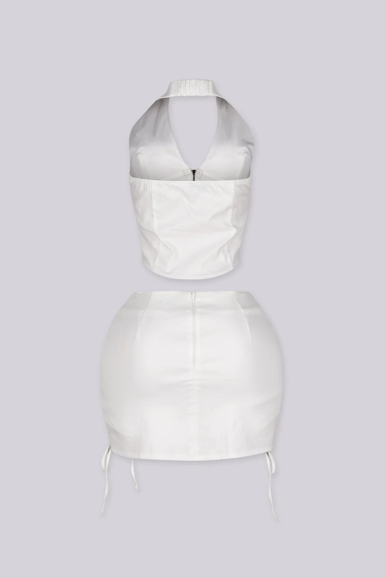 White Grommet Halter Top & Mini Skirt SET - Image 6