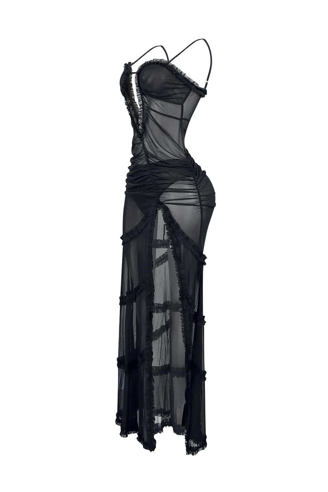 Wila Mesh Ruffled Maxi Dress With Panty Lining - Image 8