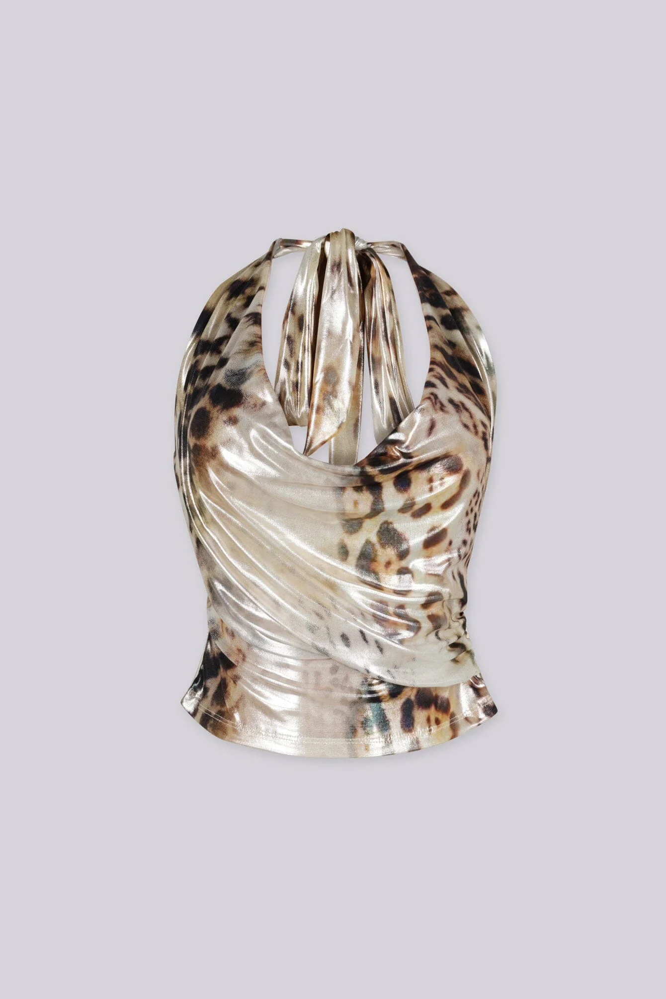 Wild Gold Ruched Halter Top - Image 3