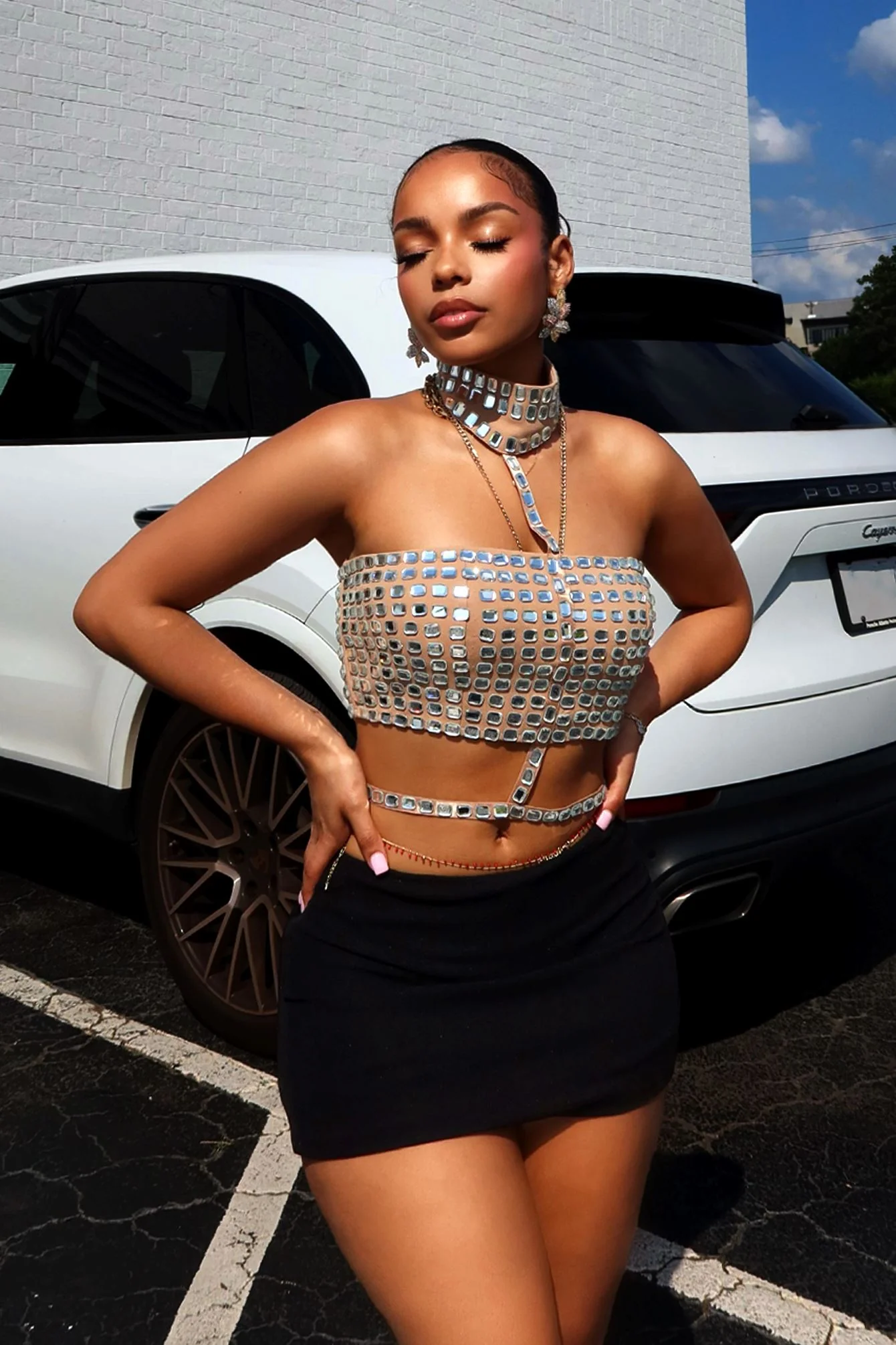 Wren Stone Halter Cut Out Crop Top - Image 2