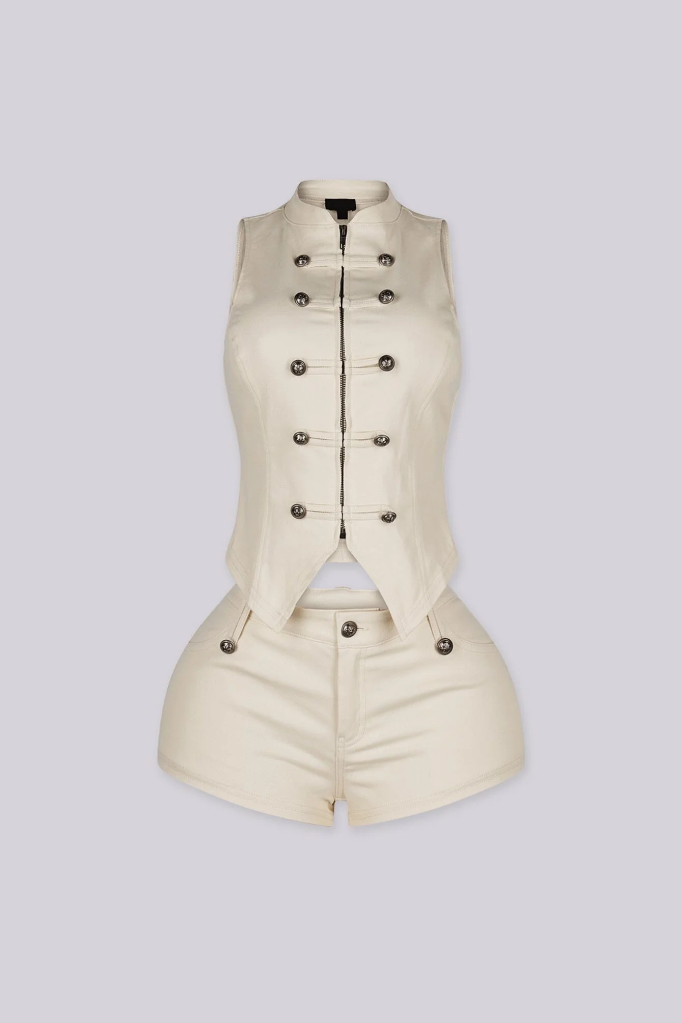 Yamika Military Chic Vest & Shorts SET - Image 4