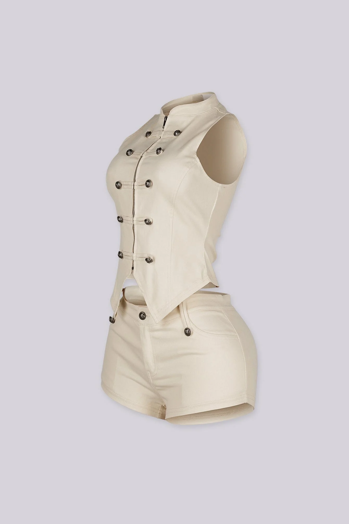 Yamika Military Chic Vest & Shorts SET - Image 5