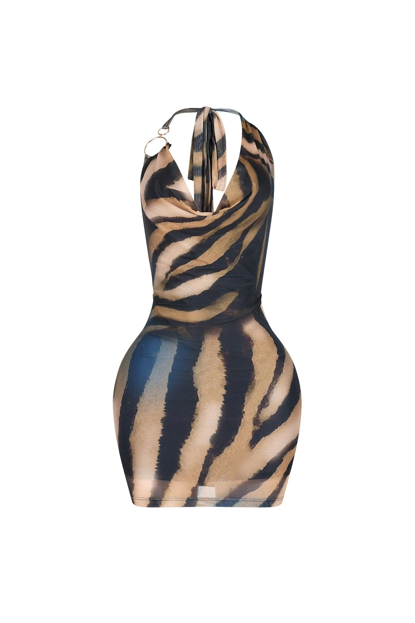 Zaya Mesh Print Halter Mini Dress - Image 4