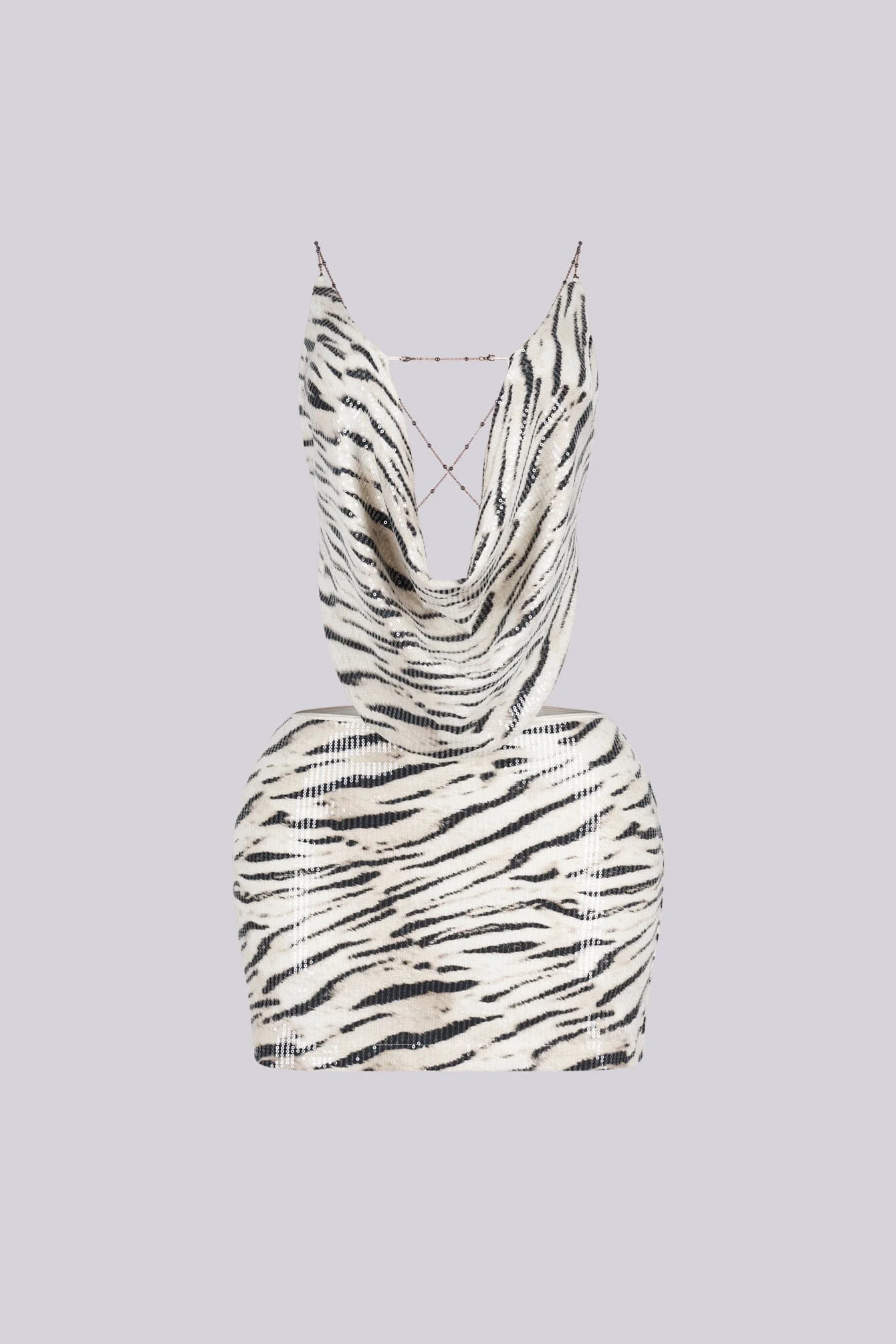 Zebra Sequin Halter Top & Skirt SET - Image 4