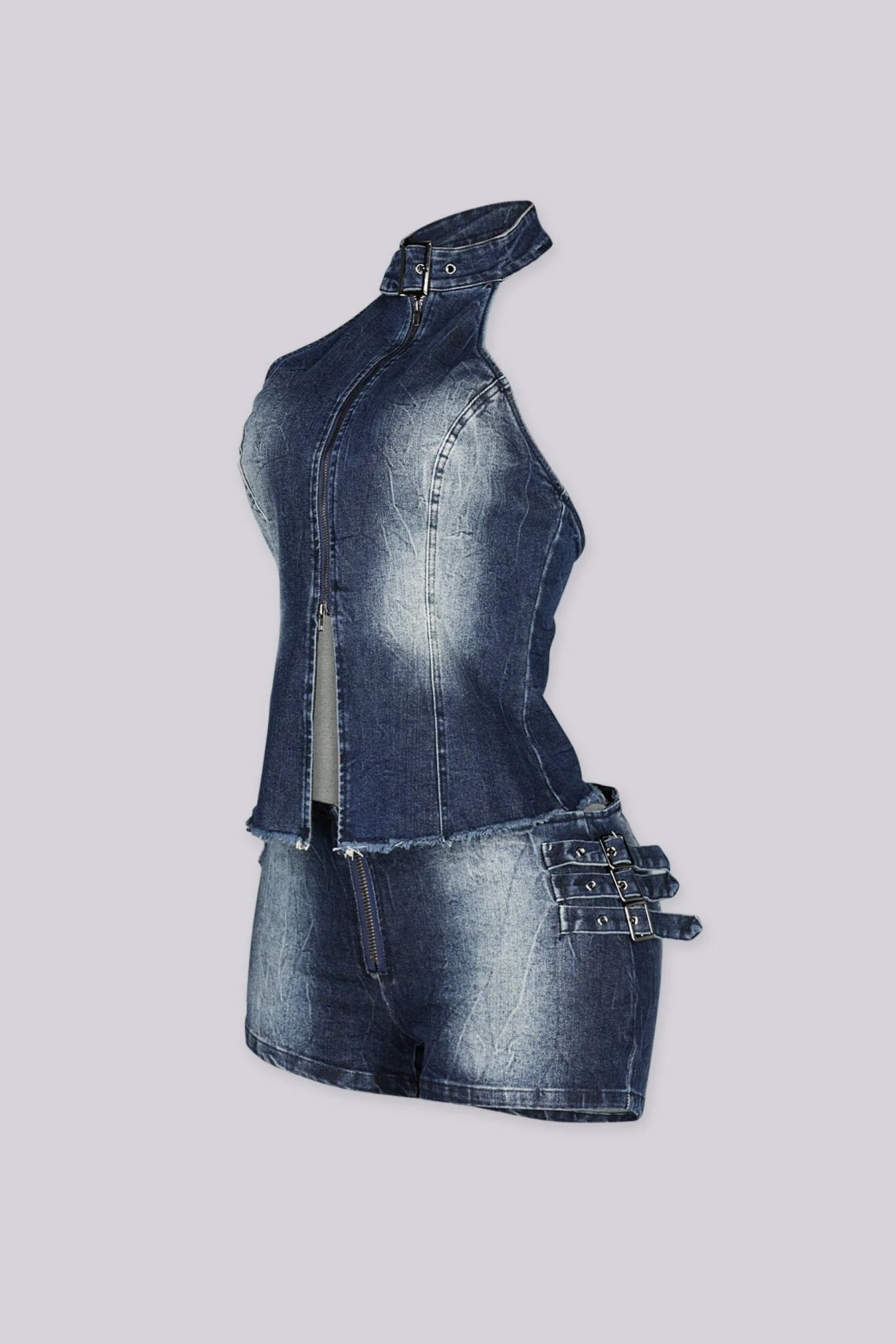 Zipstorm Denim Halter Top & Shorts SET - Image 5
